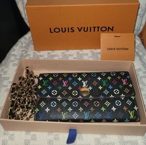 Louis Vuitton x Takashi Murakami Black Monogram Multicolore Sarah Wallet